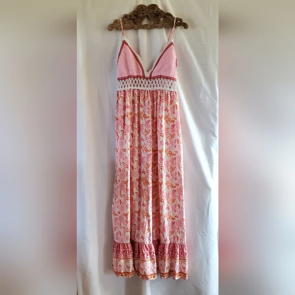 chinese dress ladies Women's Rust Printed Maxi Dress